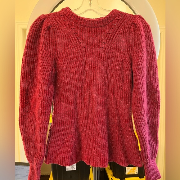 La Vie Rebecca Taylor Red Ribbed Peplum Sweater - Picture 6 of 16